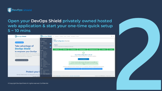 DevOps Shield - Get Started - Step 2 - One-time quick setup of hosted web app